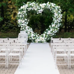 8ft LUXE White Rose & Green Willow Leaf Heart Shaped Floral Arch with optional frame