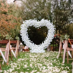 7ft LUXE White Rose Heart Shaped Floral Arch with Optional Frame