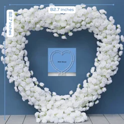 7ft LUXE White Rose Heart Shaped Floral Arch with Optional Frame