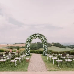 8ft LUXE White Rose, Hydrangea, Green Leaves Mixed Floral Arch with Optional Frame