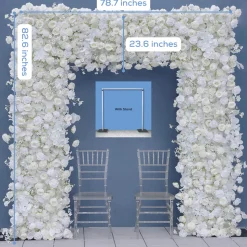 8ft LUXE White Rose, Hydrangea, Orchid & Baby's Breath Mixed Square Floral Arch with Optional Pipe Kit Frame