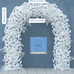 8ft LUXE White Rose, Peony & Orchid Mixed Floral Arch with Optional Frame