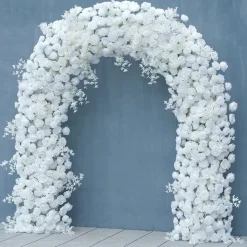 8ft LUXE White Rose, Peony & Orchid Mixed Floral Arch with Optional Frame