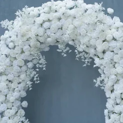 8ft LUXE White Rose, Peony & Orchid Mixed Floral Arch with Optional Frame