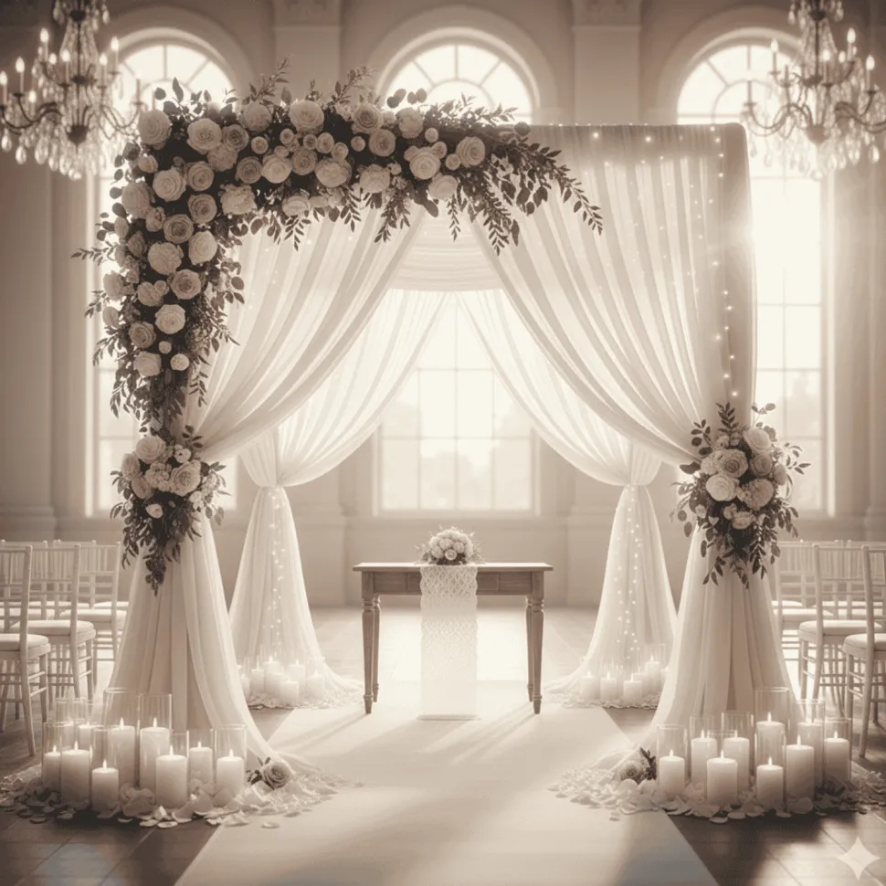10ft 4-Post Black Metal Canopy Backdrop Stand (Wedding Arch / Chuppah / Mandap Frame)