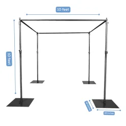 10ft 4-Post Black Metal Canopy Backdrop Stand (Wedding Arch / Chuppah / Mandap Frame)