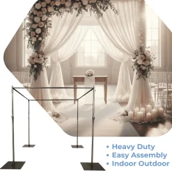 10ft 4-Post Black Metal Canopy Backdrop Stand (Wedding Arch / Chuppah / Mandap Frame)