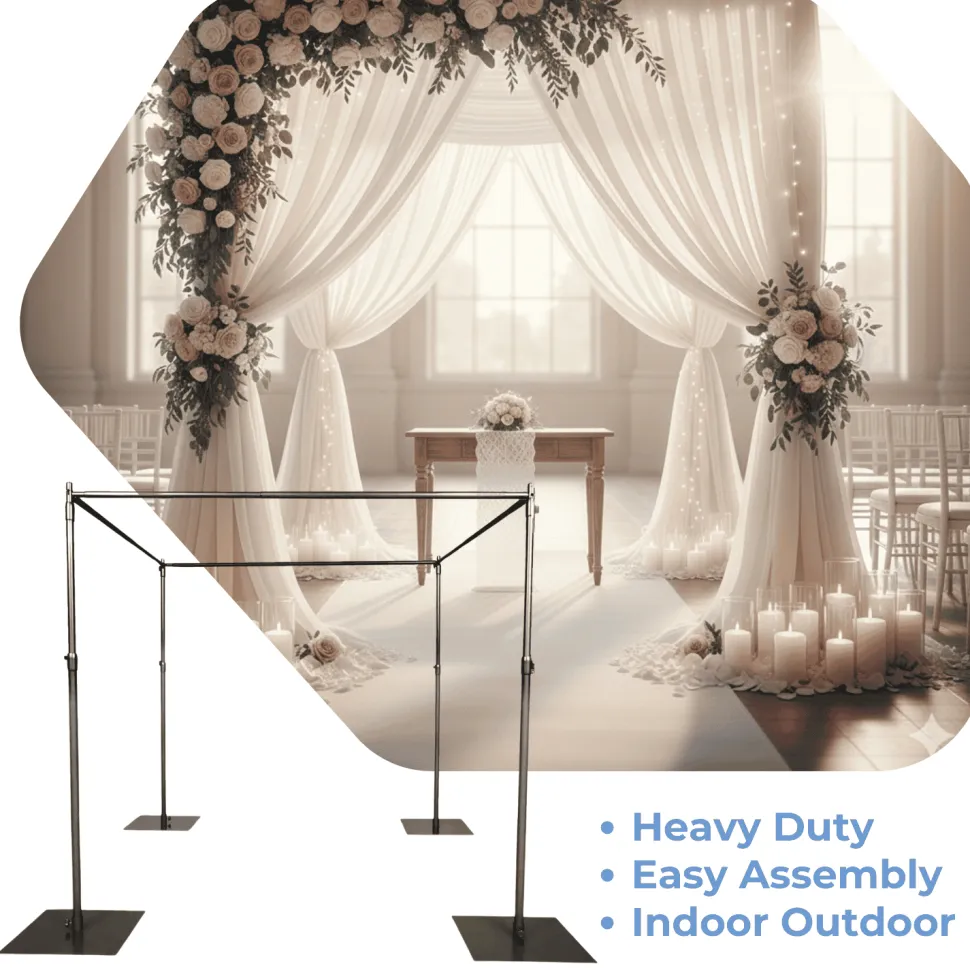 10ft 4-Post Black Metal Canopy Backdrop Stand (Wedding Arch / Chuppah / Mandap Frame)