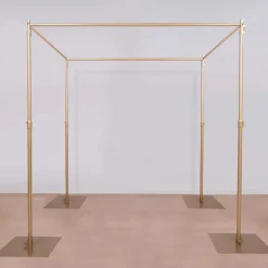 10ft 4-Post Gold Metal Canopy Backdrop Stand (Wedding Arch / Chuppah / Mandap Frame)