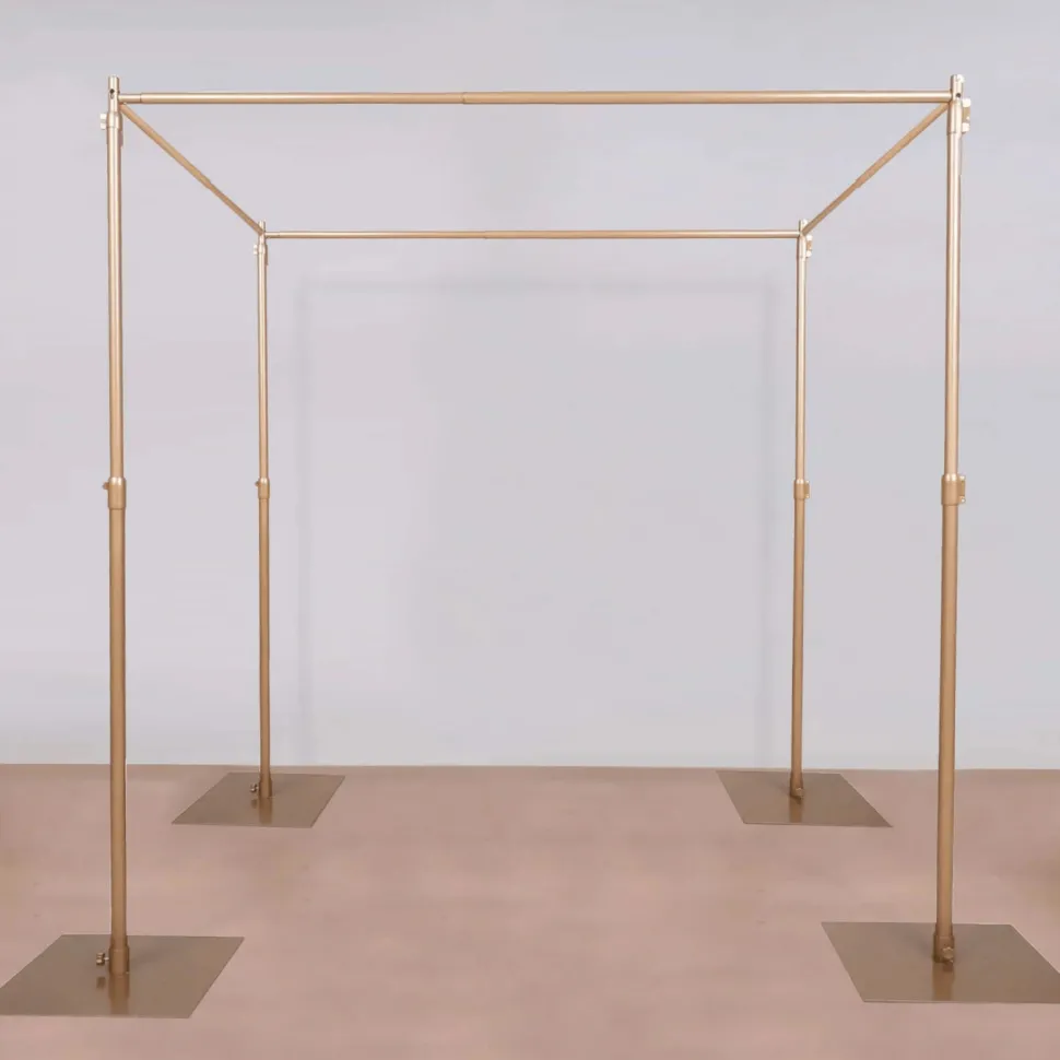 10ft 4-Post Gold Metal Canopy Backdrop Stand (Wedding Arch / Chuppah / Mandap Frame)