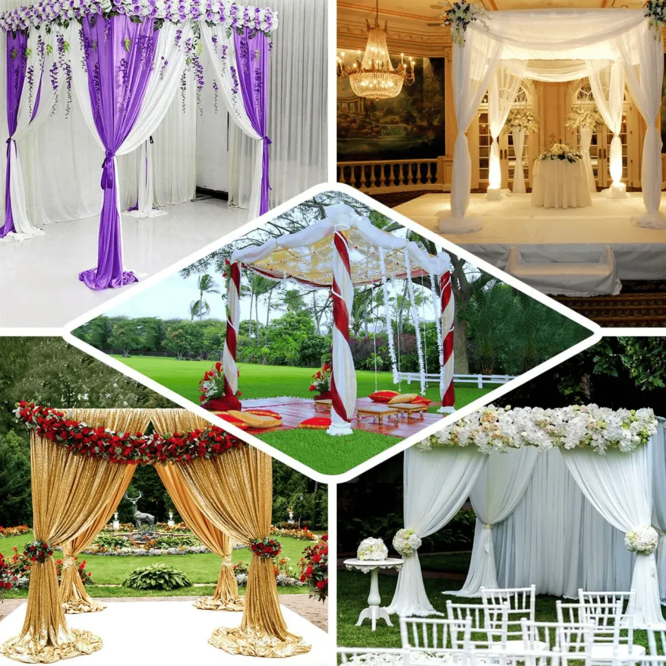 10ft 4-Post Gold Metal Canopy Backdrop Stand (Wedding Arch / Chuppah / Mandap Frame)