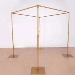 10ft 4-Post Gold Metal Canopy Backdrop Stand (Wedding Arch / Chuppah / Mandap Frame)