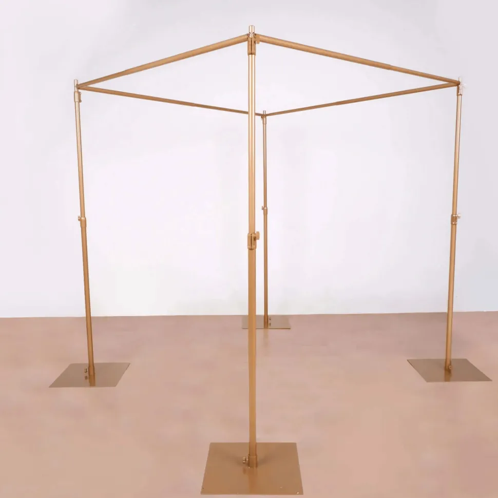 10ft 4-Post Gold Metal Canopy Backdrop Stand (Wedding Arch / Chuppah / Mandap Frame)