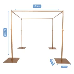 10ft 4-Post Gold Metal Canopy Backdrop Stand (Wedding Arch / Chuppah / Mandap Frame)