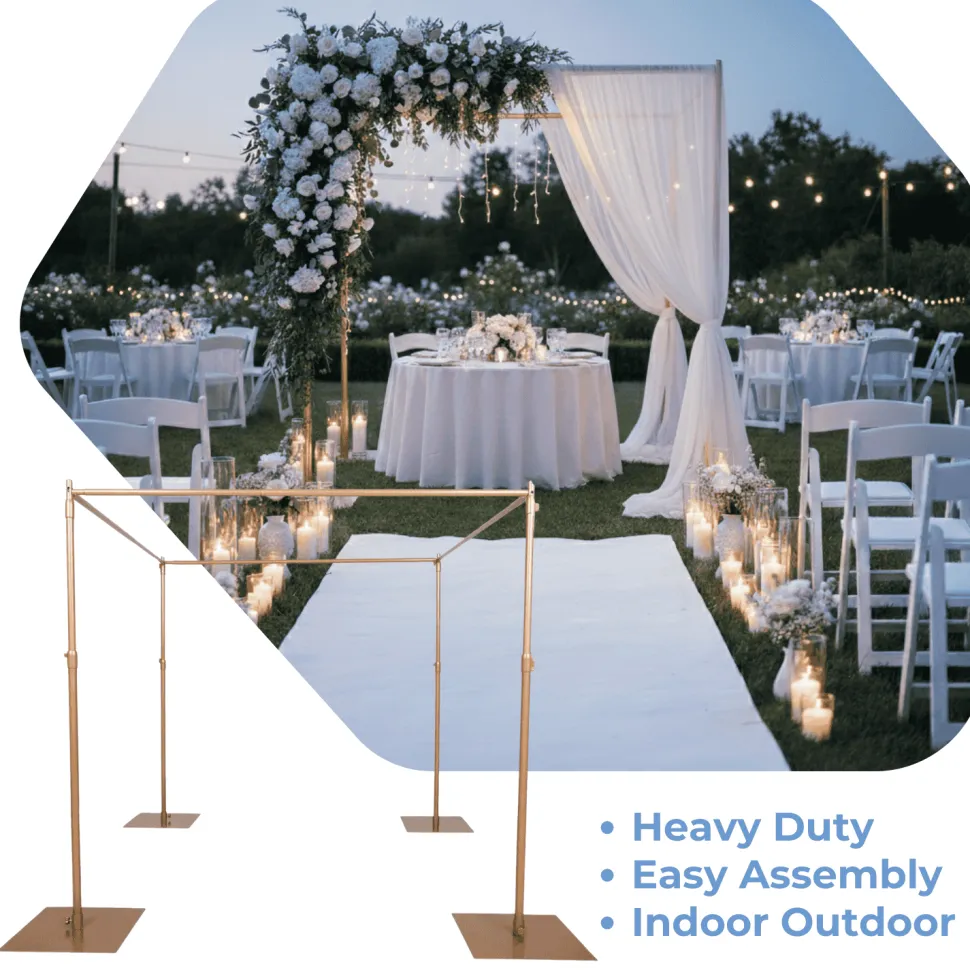10ft 4-Post Gold Metal Canopy Backdrop Stand (Wedding Arch / Chuppah / Mandap Frame)
