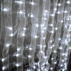 12ft Tall White Organza Curtain w/ LED Lights