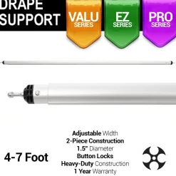 4-7ft Telescoping Drape Support w/ Button Stops at 5ft, 6ft w/ Versatop™