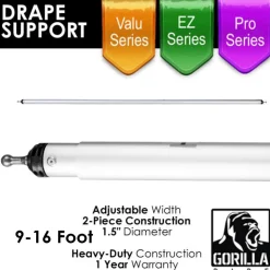 9-16ft Telescoping Drape Support w/ No Button Stops w/ Versatop™