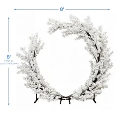 8ft White Hydrangea Floral Partial Round Wedding Ceremony Arch | ModTree™ Collection