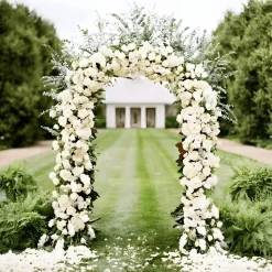 7ft White Metal Wedding Arch – Flower Frame Arbor Backdrop Stand