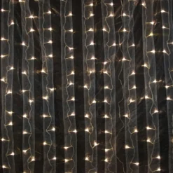 8ft White Organza Curtain with Warm White LED Lights