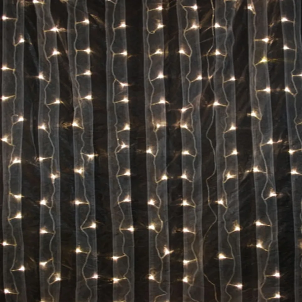 8ft White Organza Curtain with Warm White LED Lights