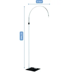 3ft W x 10ft H – Curved Aluminum Chandelier Hanger with Coupler and Heavy Steel Base