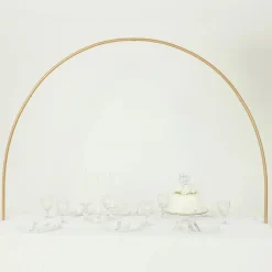 6ft W x 4ft H – Gold Metal Over-the-Table Rod Stand with Round Top Balloon & Floral Arch and Clamps
