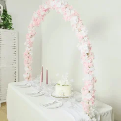 6ft W x 4ft H – Gold Metal Over-the-Table Rod Stand with Round Top Balloon & Floral Arch and Clamps