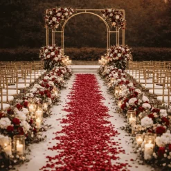 6ft W x 8ft H - Heavy Duty Gold Metal Rectangular Wedding Arch – Arc de Triomphe 3D Floral & Balloon Backdrop Frame