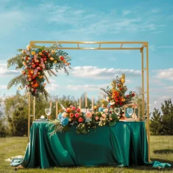 6ft x 6ft Gold Metal Freestanding Square Arbor Backdrop Stand (Over-the-Table Frame / Floral & Balloon Décor Structure)