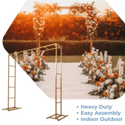 6ft x 6ft Gold Metal Freestanding Square Arbor Backdrop Stand (Over-the-Table Frame / Floral & Balloon Décor Structure)