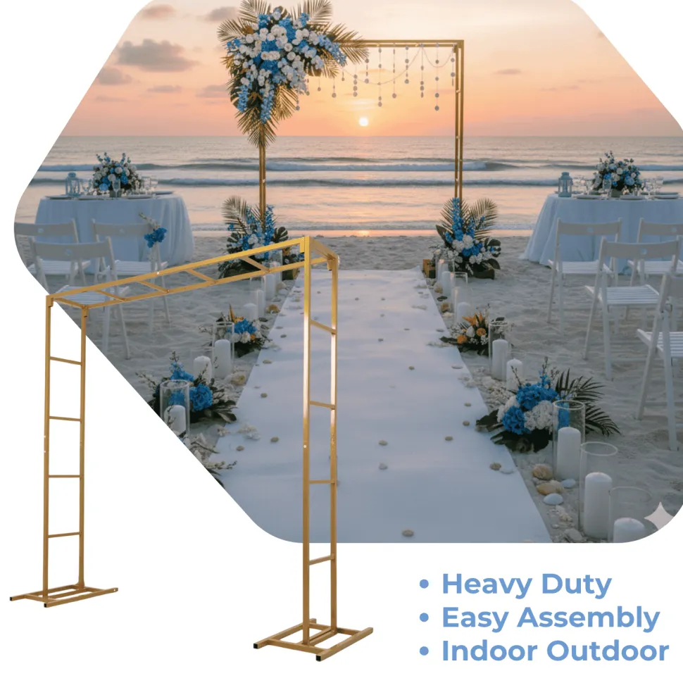 6ft x 8ft Gold Metal Freestanding Rectangular Arbor Backdrop Stand (Over-the-Table Frame / Floral & Balloon Décor Structure)