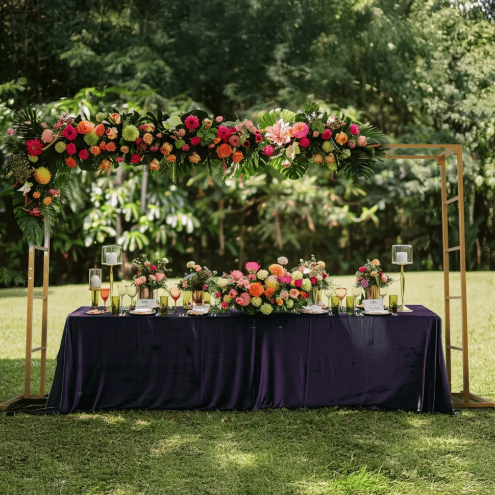 6ft x 8ft Gold Metal Freestanding Rectangular Arbor Backdrop Stand (Over-the-Table Frame / Floral & Balloon Décor Structure)