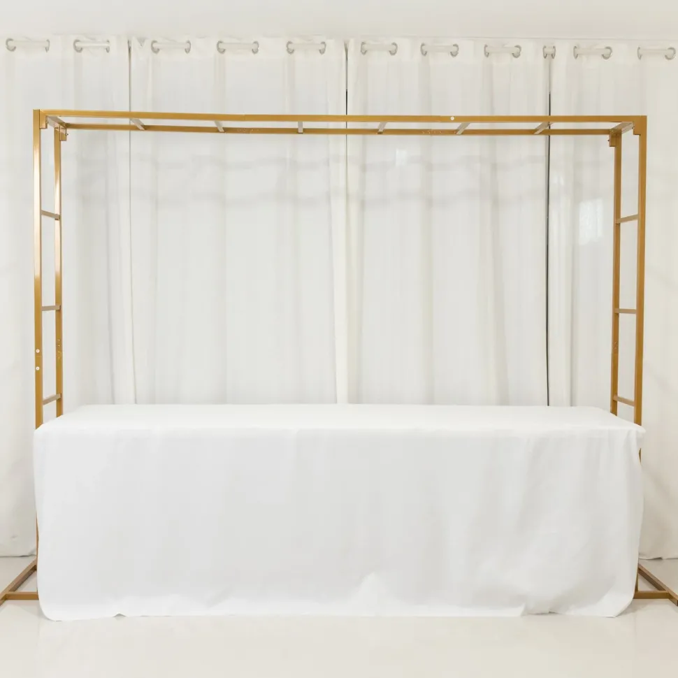 6ft x 8ft Gold Metal Freestanding Rectangular Arbor Backdrop Stand (Over-the-Table Frame / Floral & Balloon Décor Structure)
