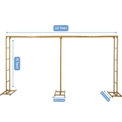 6ft x 12ft Gold Metal Freestanding Rectangular Arbor Backdrop Stand (Over-the-Table Frame / Floral & Balloon Décor Structure)