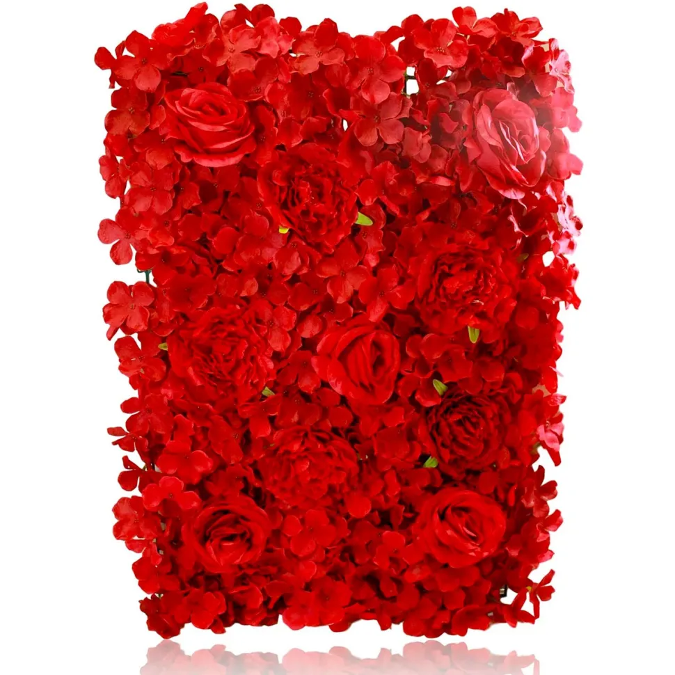 8ft x 8ft Portable Mixed Red Floral Backdrop Kit