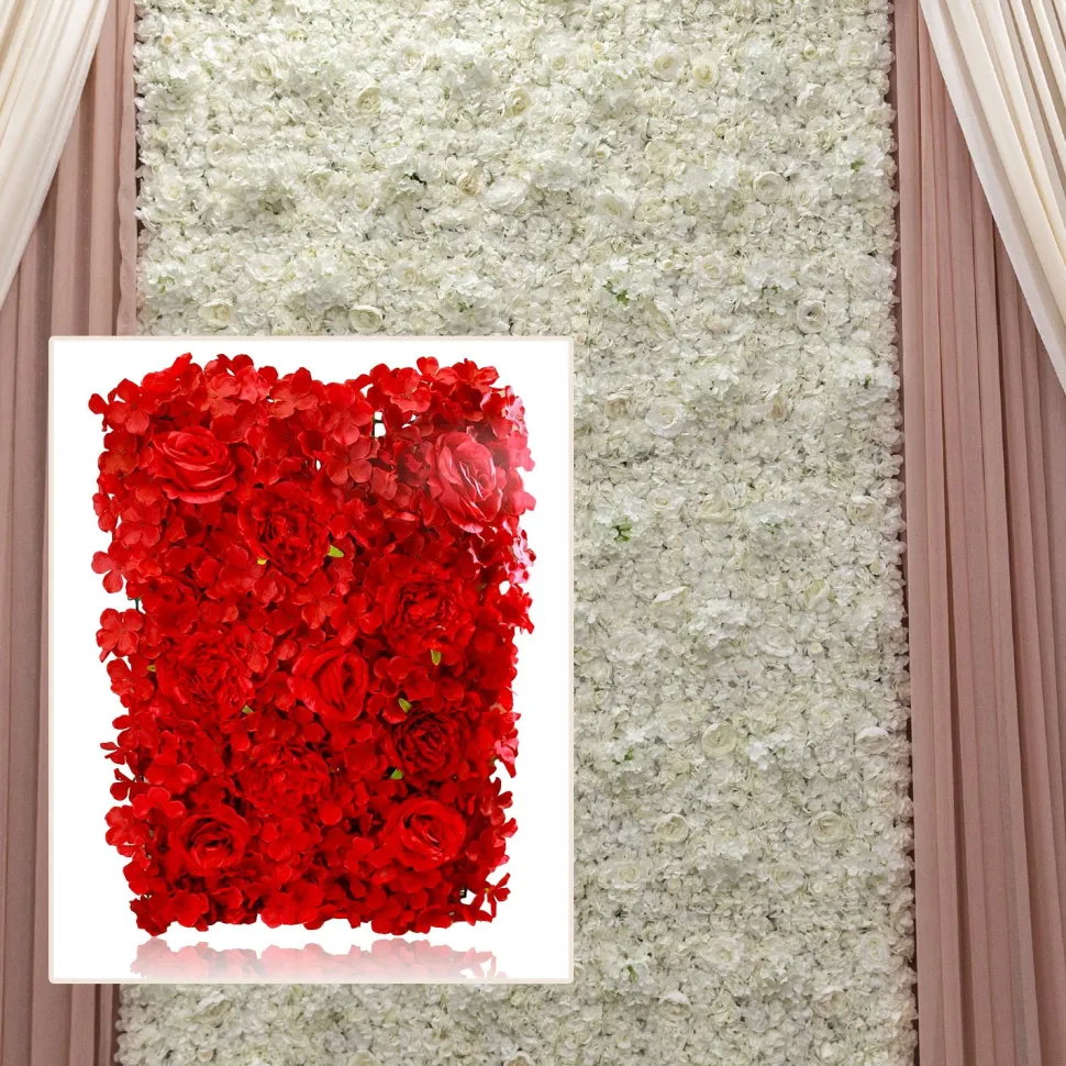 8ft x 8ft Portable Mixed Red Floral Backdrop Kit