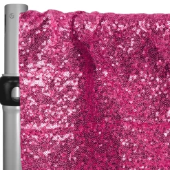 Fuchsia Sequin Backdrop Curtain w/ 4" Rod Pocket by Eastern Mills - 10ft Long x 4.5ft Wide