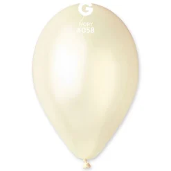 GEMAR Ivory Metallic 12" Balloon - 50 Pieces