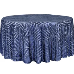 Geometric Lines Sequin Tablecloth - Choose your Size - Navy Blue