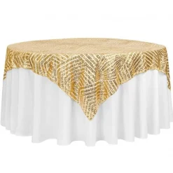 Geometric Lines Sequin Tablecloth - Choose your Size - Gold