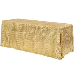 Geometric Lines Sequin Tablecloth - Choose your Size - Gold