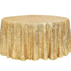 Geometric Lines Sequin Tablecloth - Choose your Size - Gold