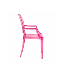 Ghost Chair Polycarbonate with Arms for Kids - Pink