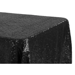 Glitz Sequin 90"x132" Rectangular Tablecloth - Black