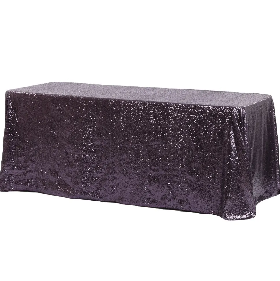 Glitz Sequin 90"x132" Rectangular Tablecloth - Eggplant/Plum