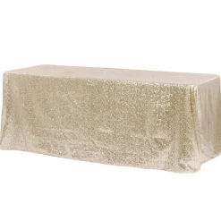 Glitz Sequin 90"x132" Rectangular Tablecloth - Champagne
