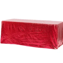 Glitz Sequin 90"x156" Rectangular Tablecloth - Red
