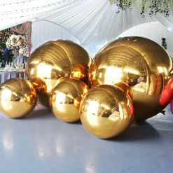 Gold Giant Inflatable Mirror Ball Sphere – Maxorb™ Reflective Ceiling Event Decor – Commercial Installation Sizes